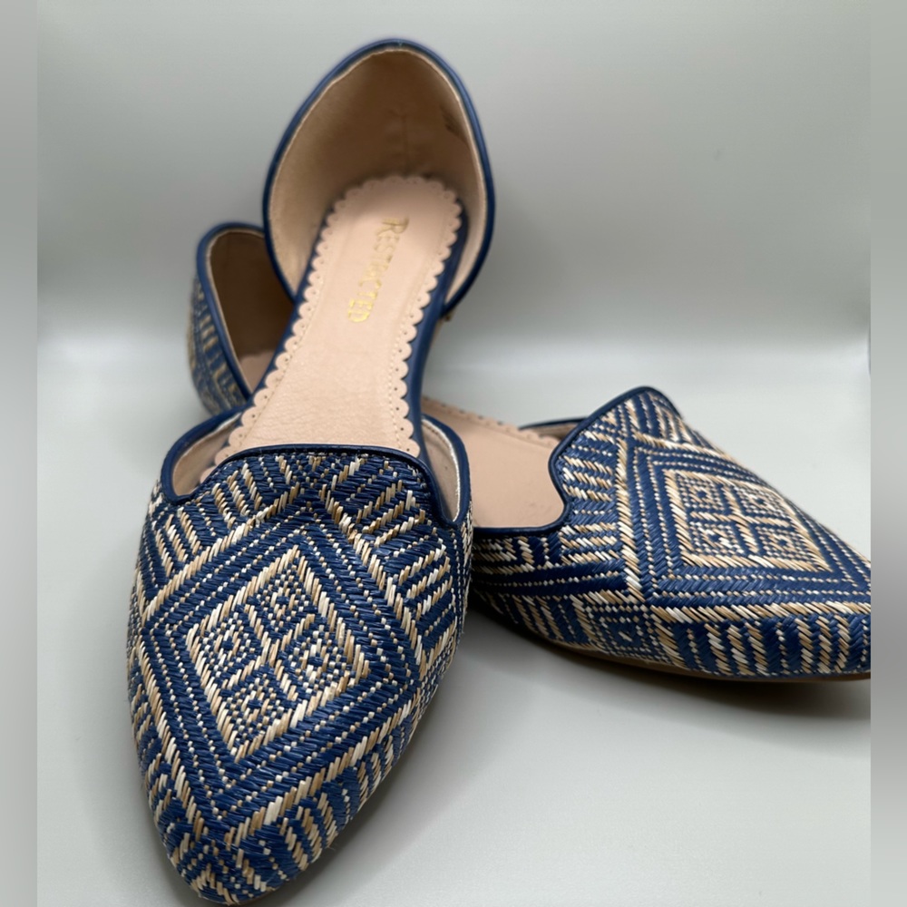 Woven Blue and Tan flats